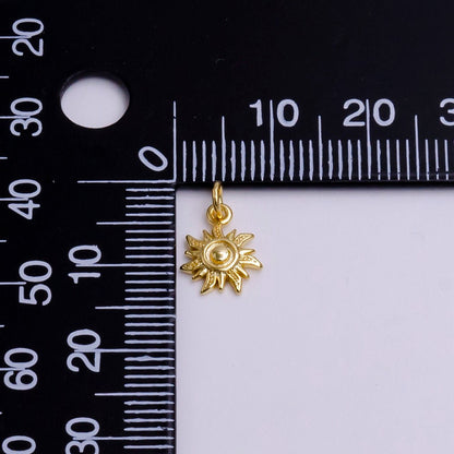 16K Gold Filled Spiral Celestial Sun Ray Dotted Minimalist Add-On Charm | AC-1171