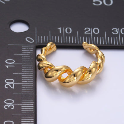 16K Gold Filled Spiral Twisted Out Rope Ring | O552