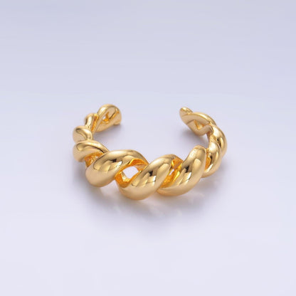 16K Gold Filled Spiral Twisted Out Rope Ring | O552