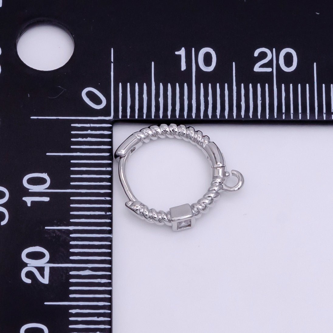 16K Gold Filled Square CZ Twisted Croissant Open Loop Huggie Earrings Supply in Gold &amp; Silver | L810 L929
