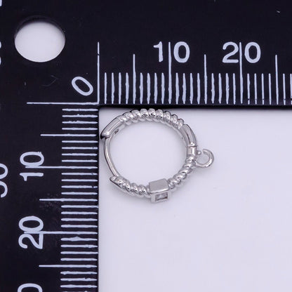 16K Gold Filled Square CZ Twisted Croissant Open Loop Huggie Earrings Supply in Gold &amp; Silver | L810 L929