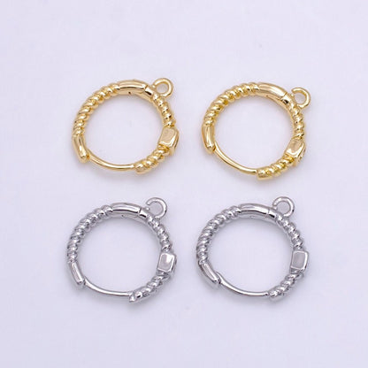 16K Gold Filled Square CZ Twisted Croissant Open Loop Huggie Earrings Supply in Gold &amp; Silver | L810 L929