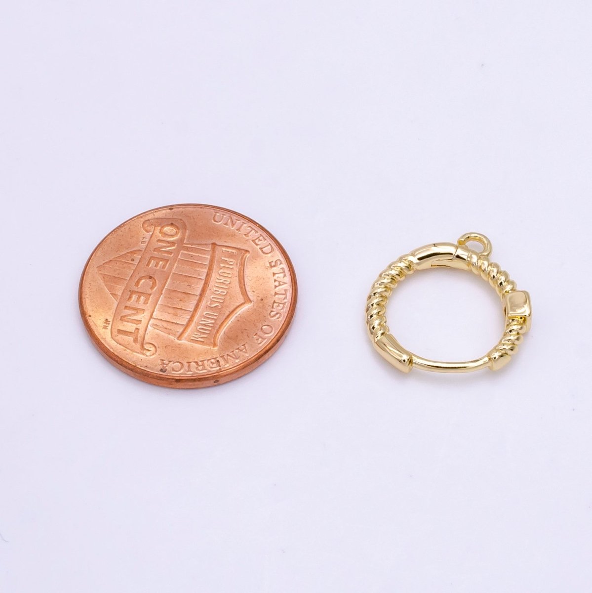 16K Gold Filled Square CZ Twisted Croissant Open Loop Huggie Earrings Supply in Gold &amp; Silver | L810 L929