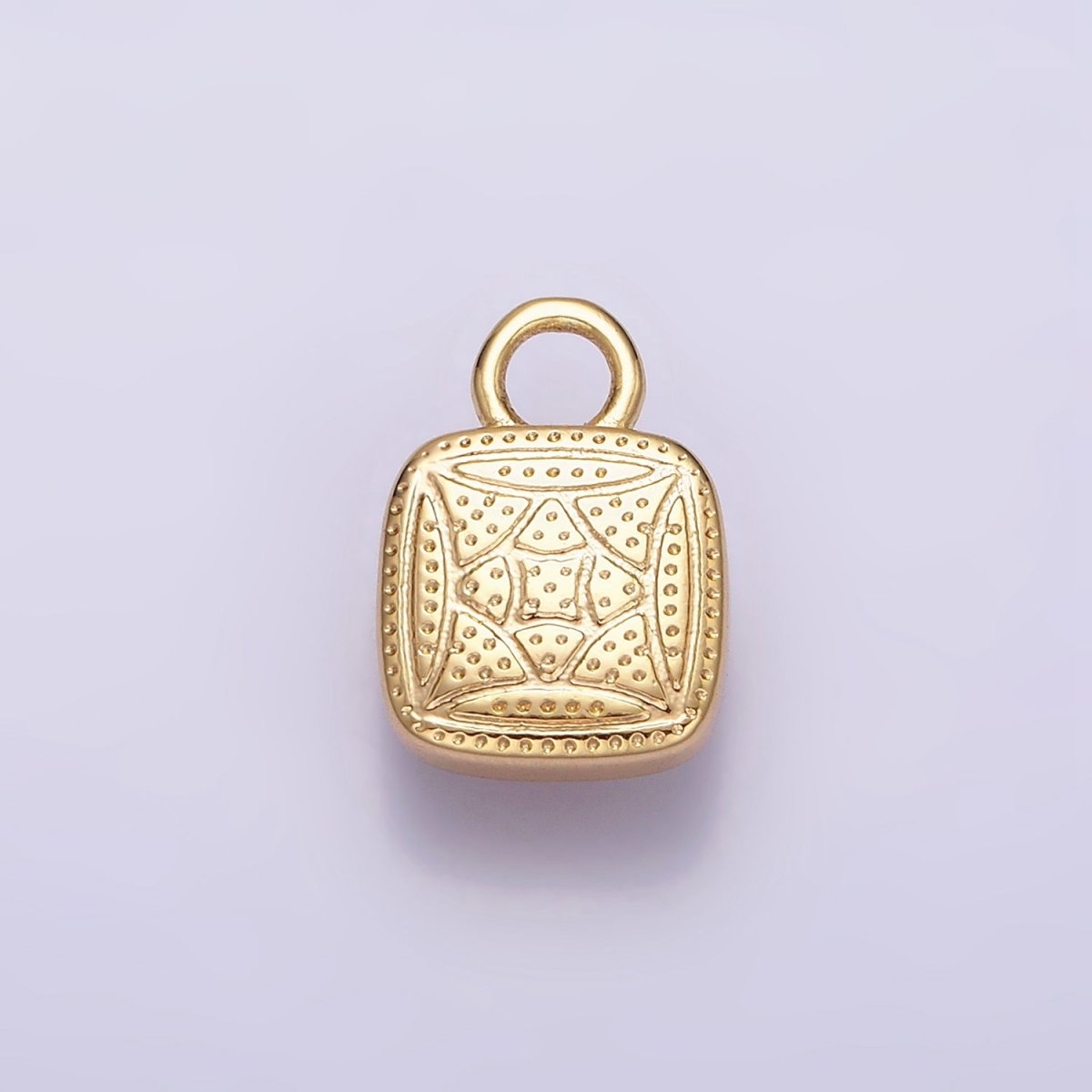 16K Gold Filled Square Multifaceted Natural Gemstone Personalized Add-On Charm | AC1466 - AC1478