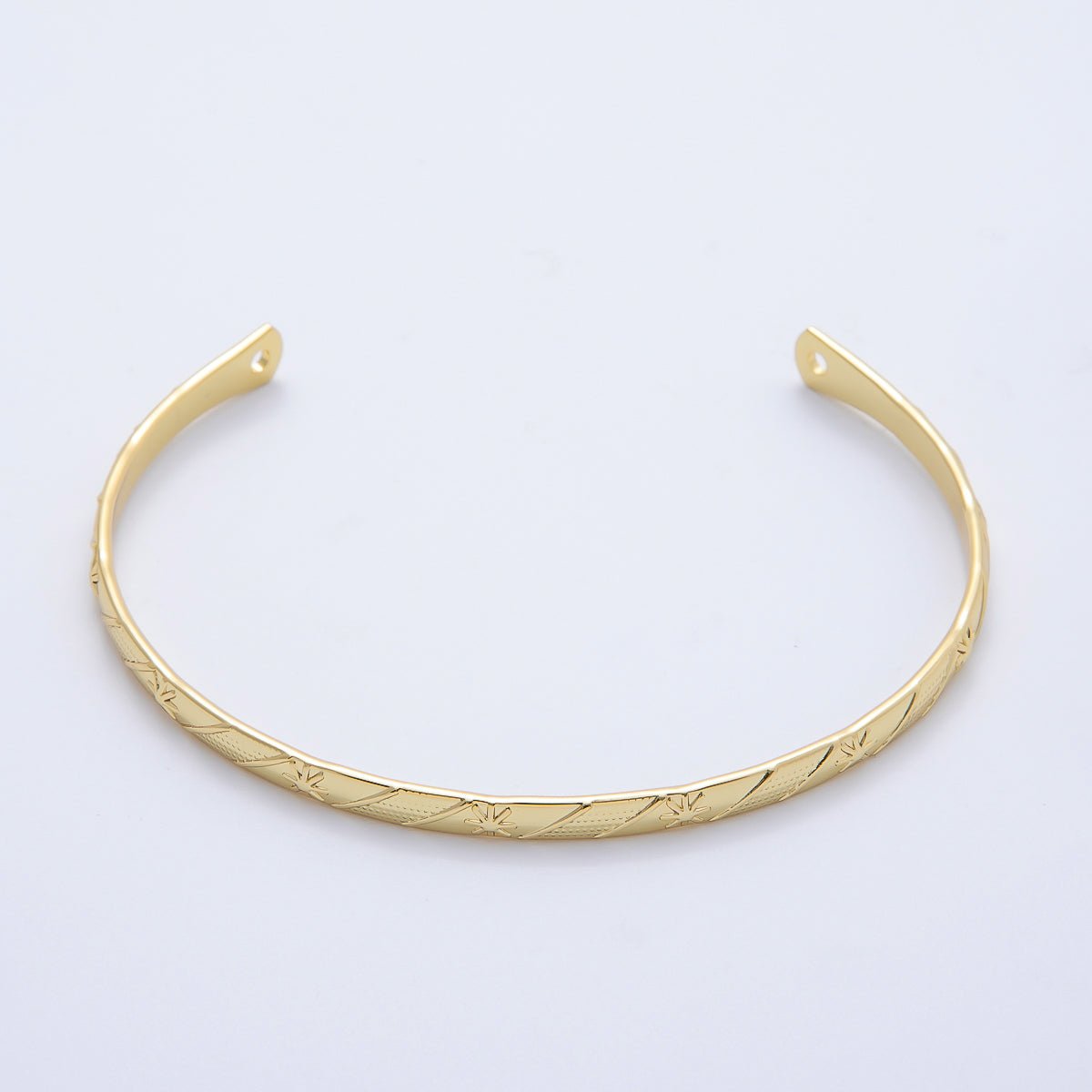 16K Gold Filled Lined Sun Ray Textured Half Cuff Bracelet Finding for Bangle Supplyt | WA-04453