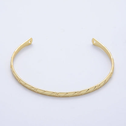 16K Gold Filled Lined Sun Ray Textured Half Cuff Bracelet Finding for Bangle Supplyt | WA-04453