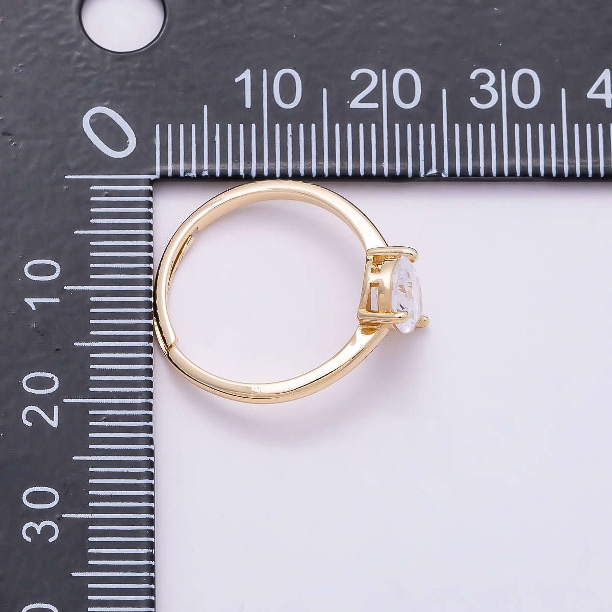 16K Gold Filled Teardrop CZ Solitaire Adjustable Ring in Gold &amp; Silver | Rings-00136 Rings-00137