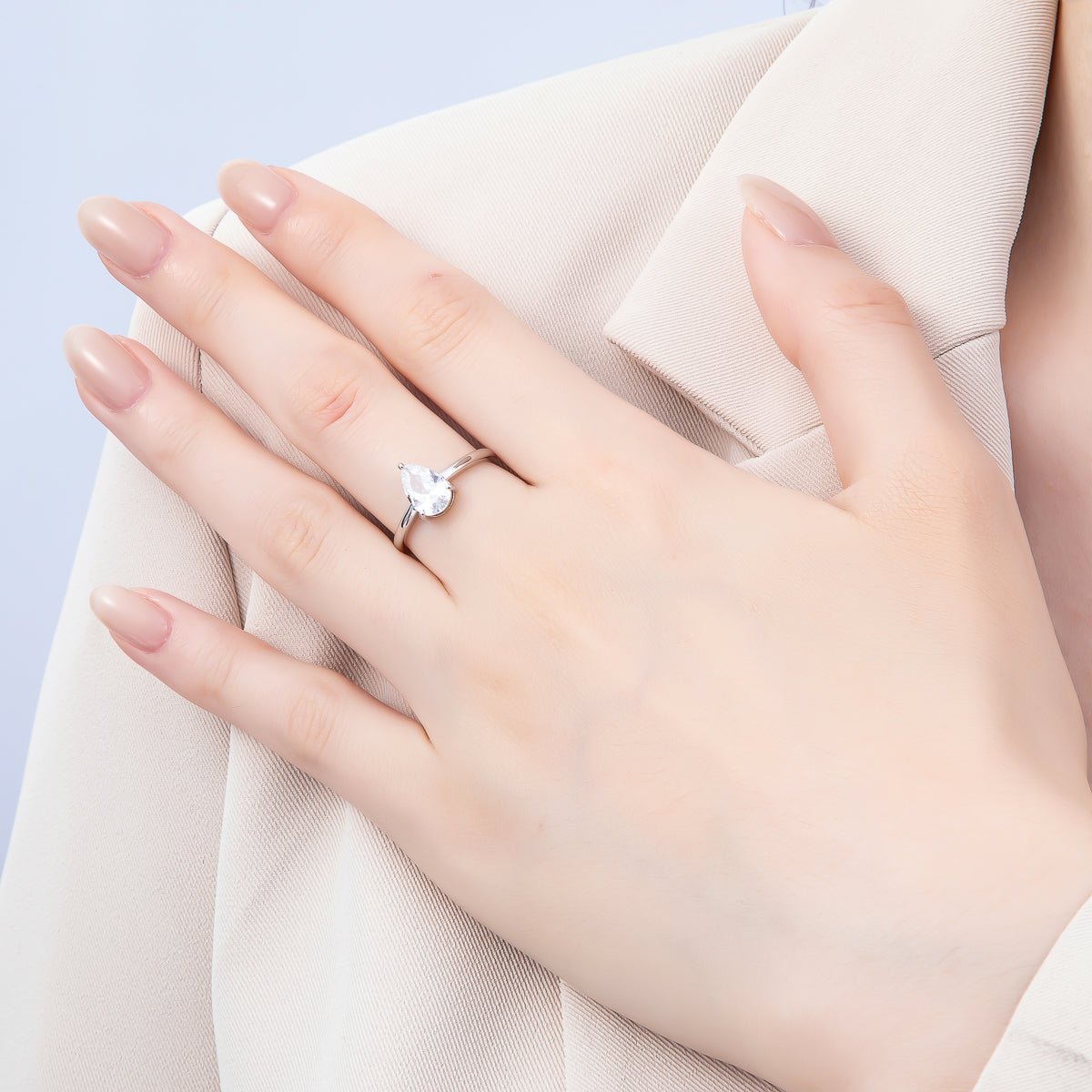 16K Gold Filled Teardrop CZ Solitaire Adjustable Ring in Gold &amp; Silver | Rings-00136 Rings-00137