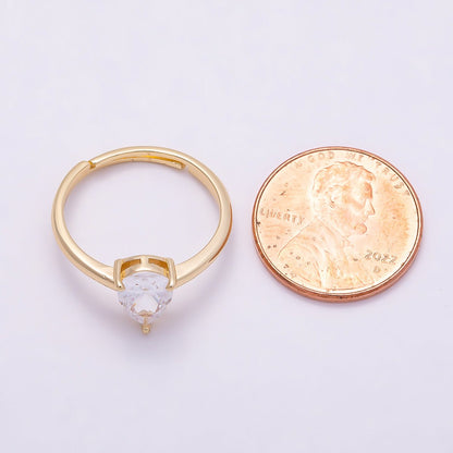 16K Gold Filled Clear CZ Teardrop Solitaire Adjustable Ring in Gold &amp; Silver | Rings-00092 Rings-00121