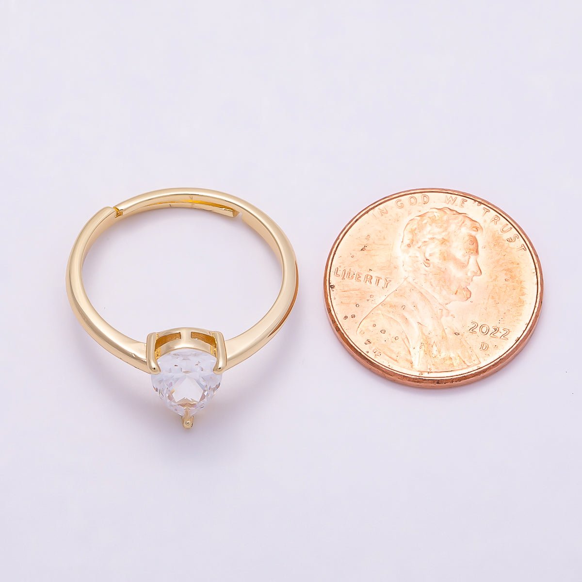 16K Gold Filled Teardrop CZ Solitaire Adjustable Ring in Gold &amp; Silver | Rings-00136 Rings-00137