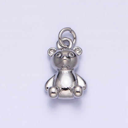 16K Gold Filled Teddy Bear Sitting Animal Add-On Charm in Gold &amp; Silver | AC1294 AC1295