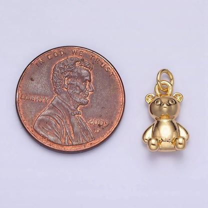 16K Gold Filled Teddy Bear Sitting Animal Add-On Charm in Gold &amp; Silver | AC1294 AC1295