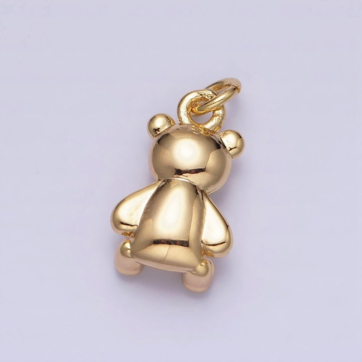 16K Gold Filled Teddy Bear Sitting Animal Add-On Charm in Gold &amp; Silver | AC1294 AC1295