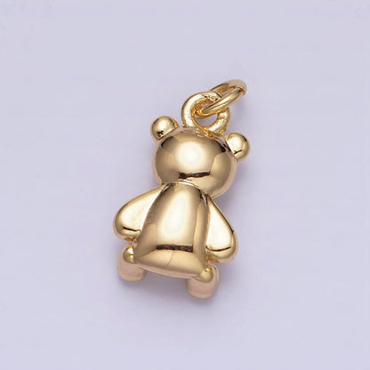 16K Gold Filled Teddy Bear Sitting Animal Add-On Charm in Gold &amp; Silver | AC1294 AC1295