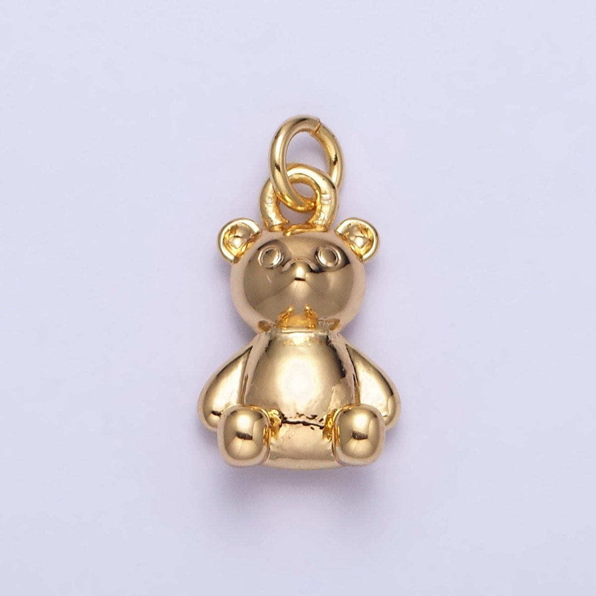 16K Gold Filled Teddy Bear Sitting Animal Add-On Charm in Gold &amp; Silver | AC1294 AC1295