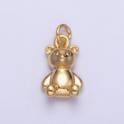 16K Gold Filled Teddy Bear Sitting Animal Add-On Charm in Gold &amp; Silver | AC1294 AC1295