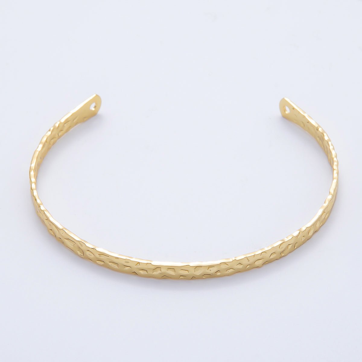 16K Gold Filled 4.5mm Geometric Hammered Half Cuff Bracelet Finding for Bangle Supply | WA-04412
