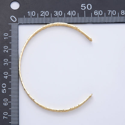16K Gold Filled 4.5mm Geometric Hammered Half Cuff Bracelet Finding for Bangle Supply | WA-04412