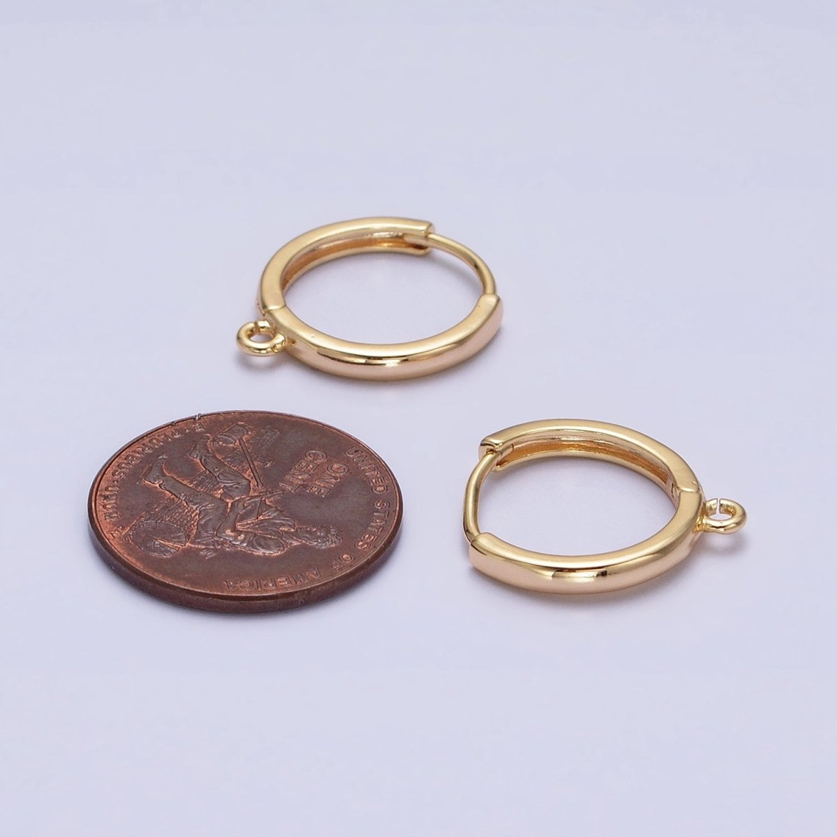 16K Gold Filled Thin 15.5mm Huggie Hoop Open Loop Earrings Supply in Silver &amp; Gold | Z-210 Z-221