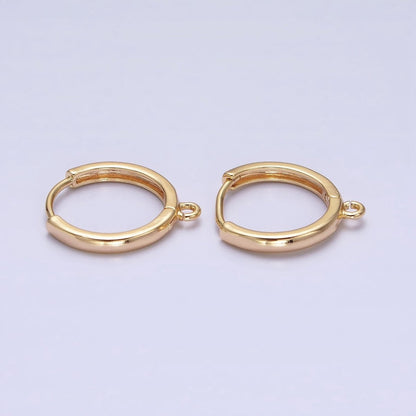 16K Gold Filled Thin 15.5mm Huggie Hoop Open Loop Earrings Supply in Silver &amp; Gold | Z-210 Z-221