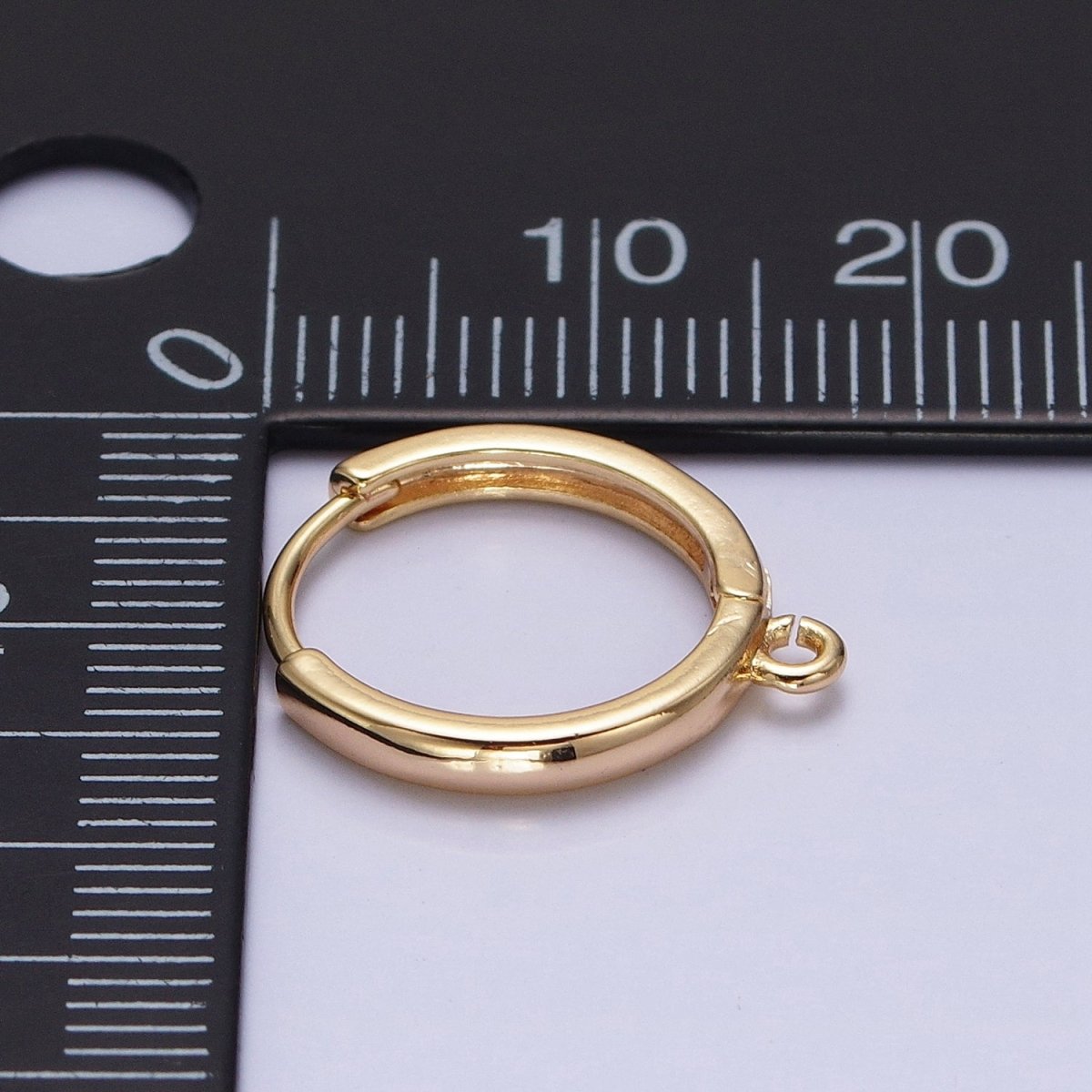 16K Gold Filled Thin 15.5mm Huggie Hoop Open Loop Earrings Supply in Silver &amp; Gold | Z-210 Z-221