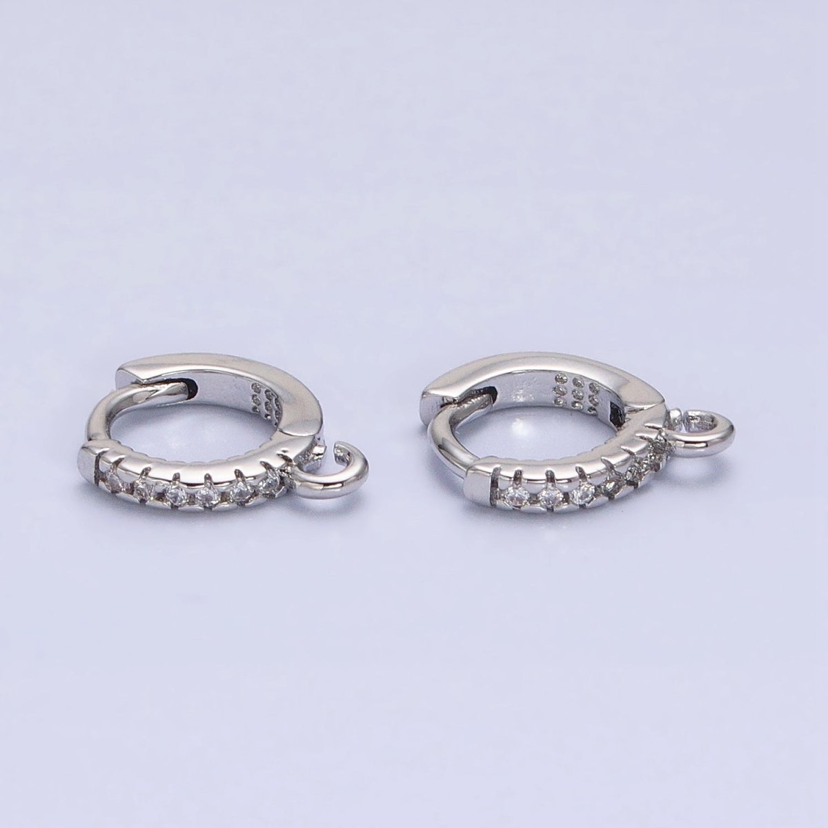 16K Gold Filled Thin Mini Clear Micro Paved CZ 10mm Cartilage Open Loop Huggie Earrings Supply In Gold &amp; Silver | Z-220 Z-388