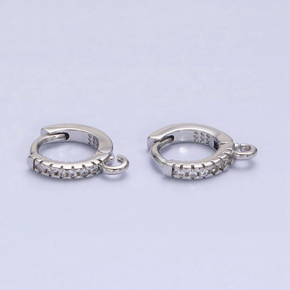 16K Gold Filled Thin Mini Clear Micro Paved CZ 10mm Cartilage Open Loop Huggie Earrings Supply In Gold &amp; Silver | Z-220 Z-388