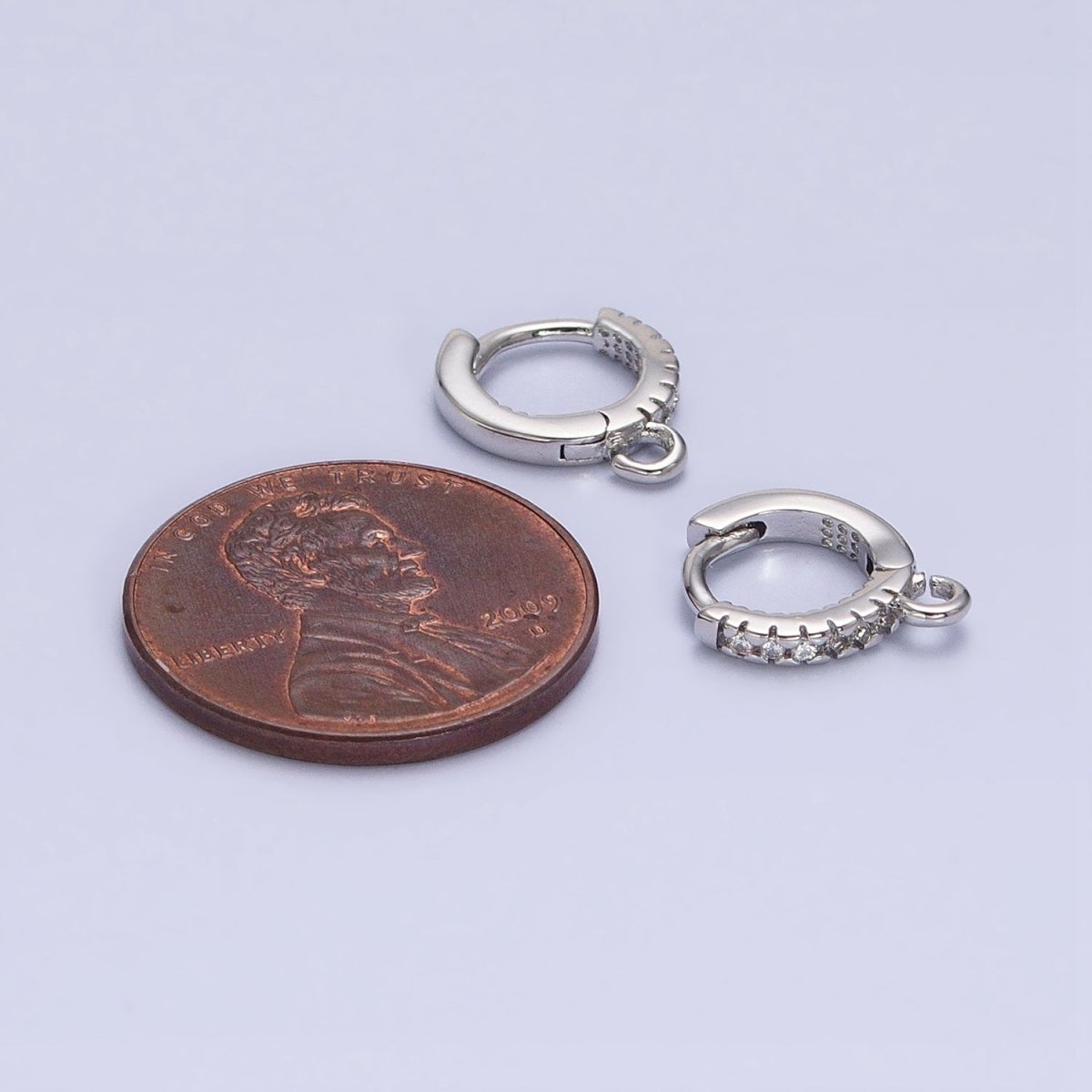 16K Gold Filled Thin Mini Clear Micro Paved CZ 10mm Cartilage Open Loop Huggie Earrings Supply In Gold &amp; Silver | Z-220 Z-388