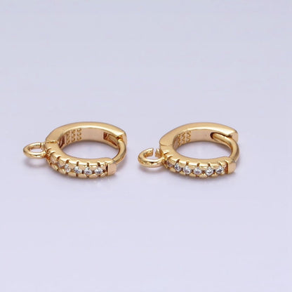 16K Gold Filled Thin Mini Clear Micro Paved CZ 10mm Cartilage Open Loop Huggie Earrings Supply In Gold &amp; Silver | Z-220 Z-388
