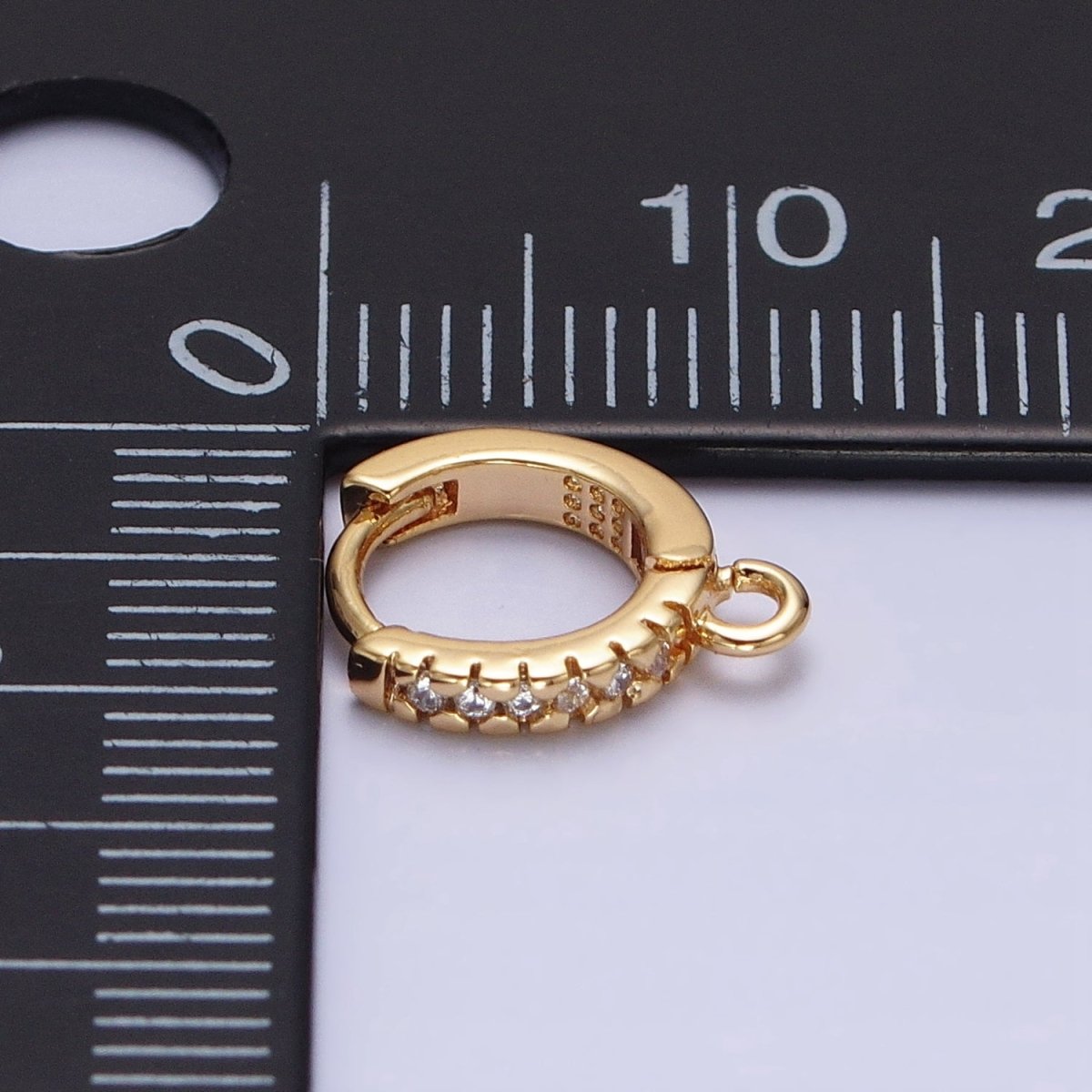 16K Gold Filled Thin Mini Clear Micro Paved CZ 10mm Cartilage Open Loop Huggie Earrings Supply In Gold &amp; Silver | Z-220 Z-388