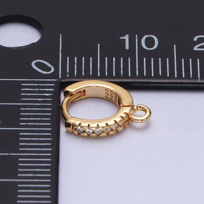 16K Gold Filled Thin Mini Clear Micro Paved CZ 10mm Cartilage Open Loop Huggie Earrings Supply In Gold &amp; Silver | Z-220 Z-388