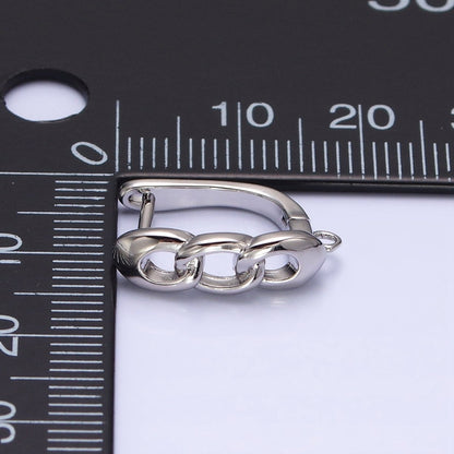 16K Gold Filled Triple Curb Link Open Loop English Lock Earrings Supply in Silver &amp; Gold | Z-282 Z-375
