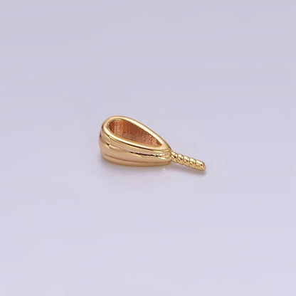 16K Gold Filled Triple Line Textured Drill Peg Bail Jewelry Making Findings Supply | Z-500
