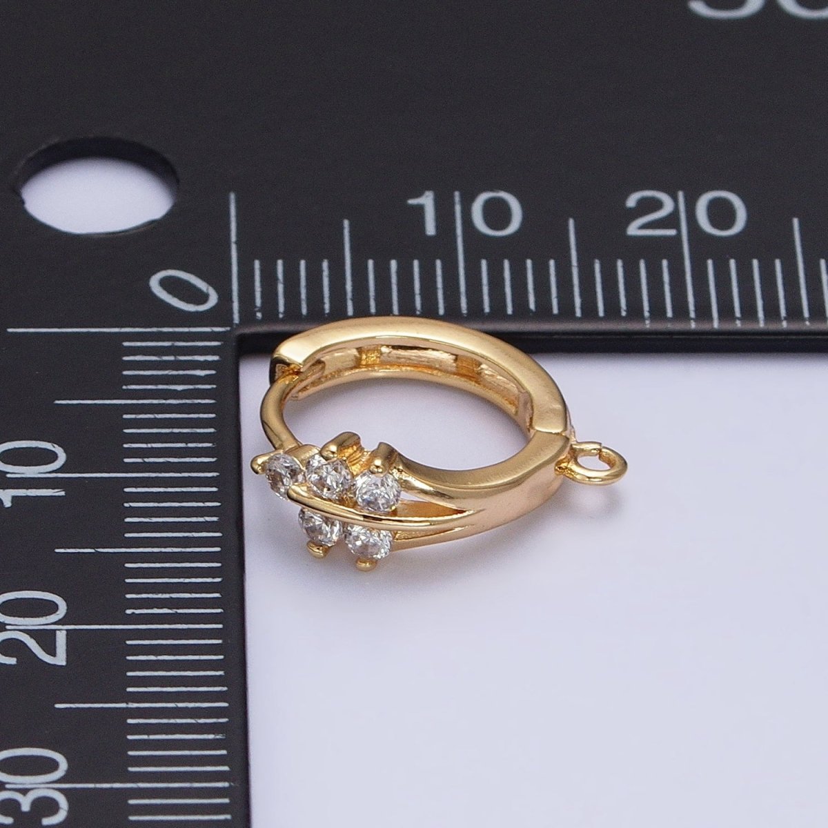 16K Gold Filled Triple Lined CZ 15mm Open Loop Huggie Earrings Supply in Silver &amp; Gold | Z-281 Z-383