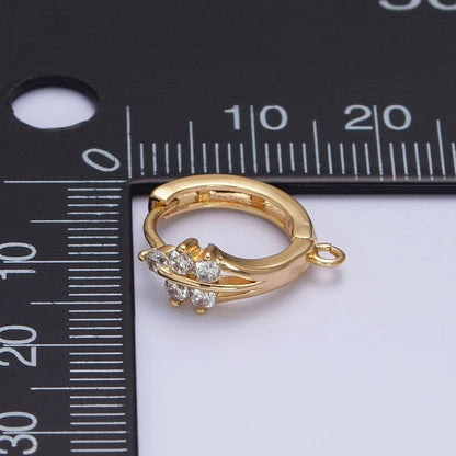 16K Gold Filled Triple Lined CZ 15mm Open Loop Huggie Earrings Supply in Silver &amp; Gold | Z-281 Z-383