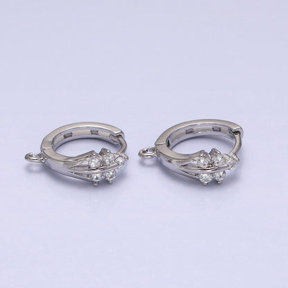 16K Gold Filled Triple Lined CZ 15mm Open Loop Huggie Earrings Supply in Silver &amp; Gold | Z-281 Z-383