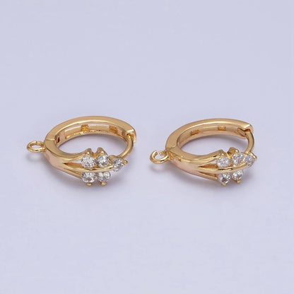 16K Gold Filled Triple Lined CZ 15mm Open Loop Huggie Earrings Supply in Silver &amp; Gold | Z-281 Z-383