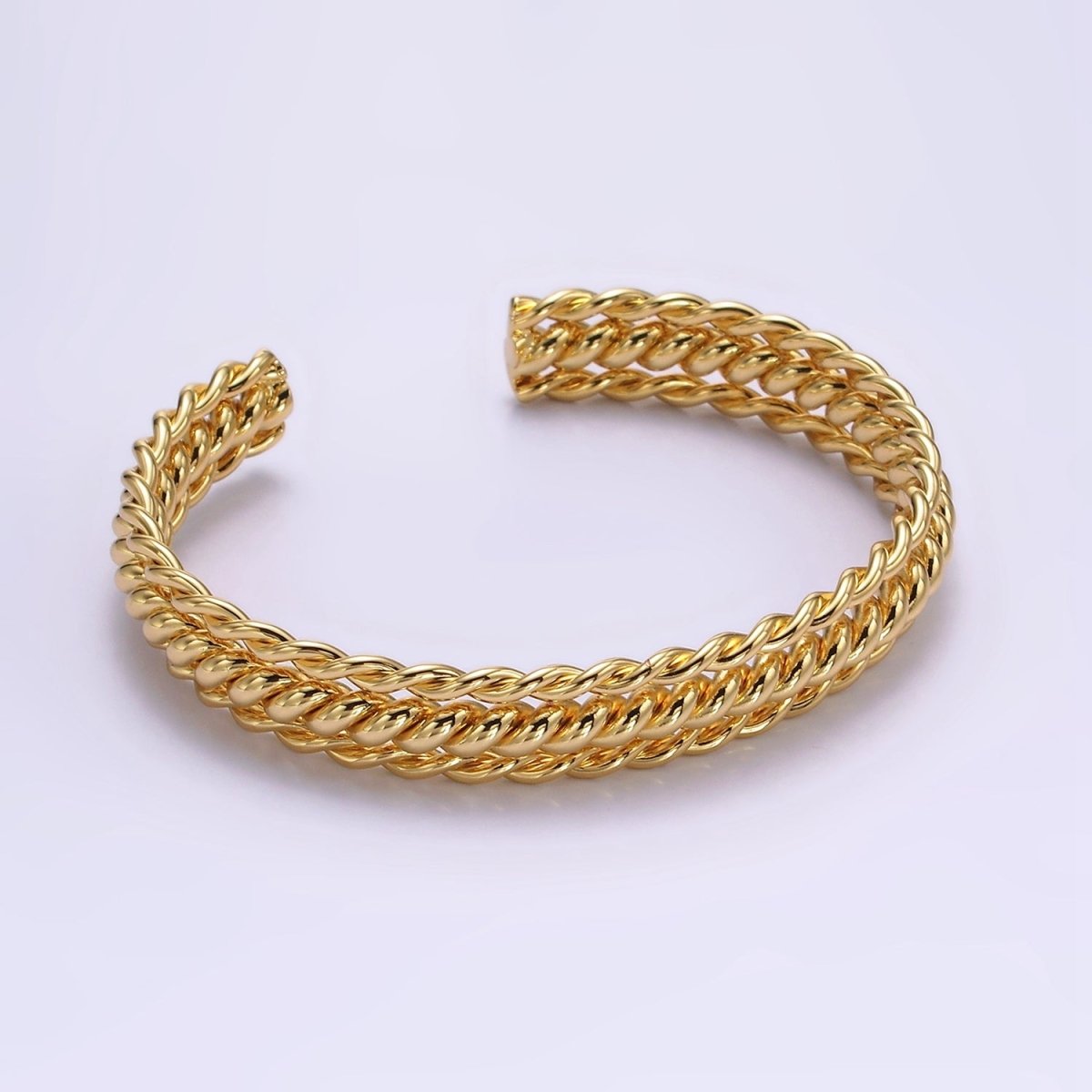 16K Gold Filled Triple Twisted Rope Cuff Bangle Bracelet in Gold &amp; Silver | WA-1918 WA-1919 Clearance Pricing