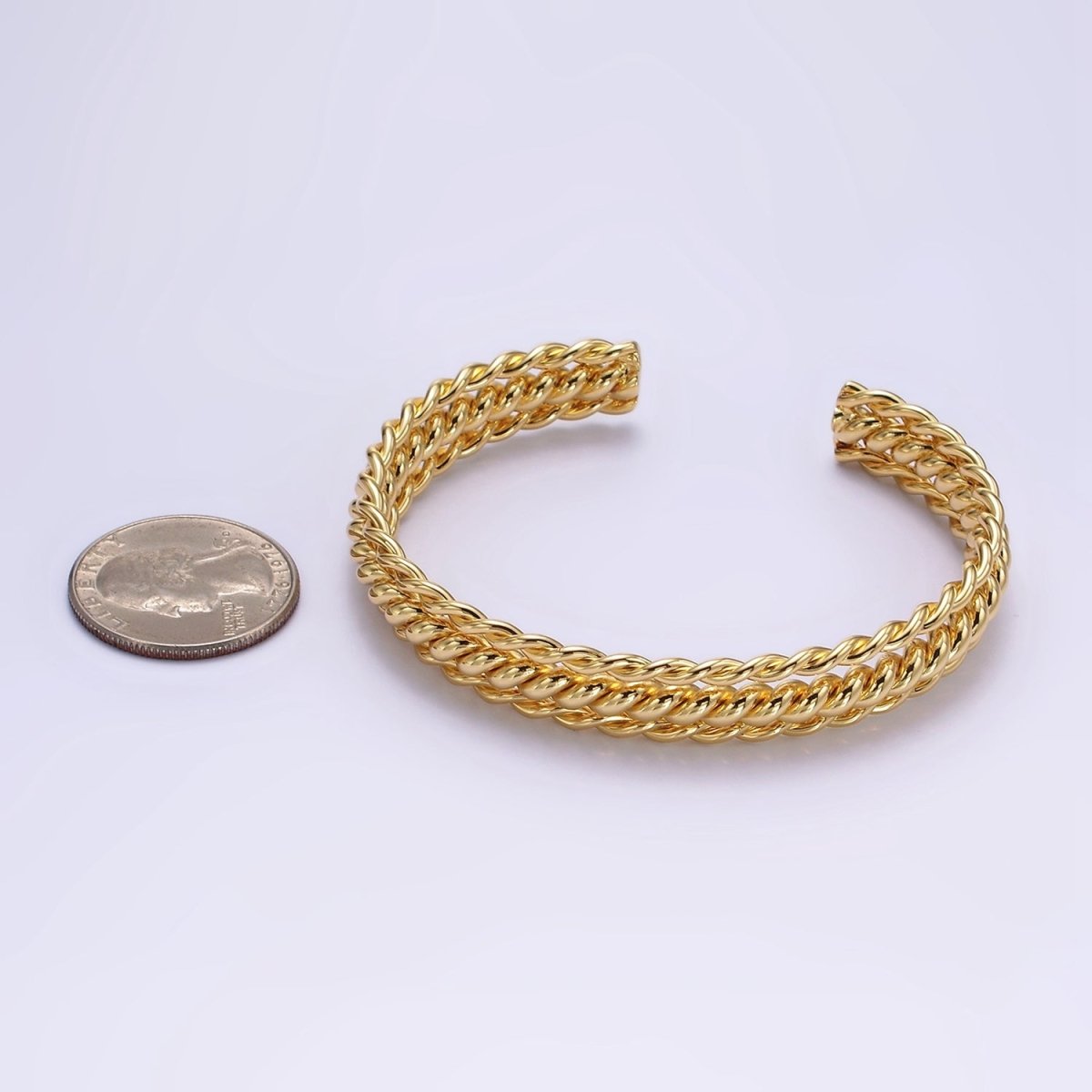 16K Gold Filled Triple Twisted Rope Cuff Bangle Bracelet in Gold &amp; Silver | WA-1918 WA-1919 Clearance Pricing