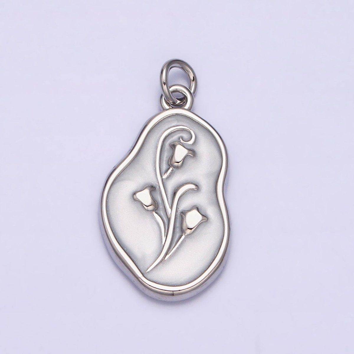 16K Gold Filled Tulip April Birth Flower White, Pink, Blue Sparkly Enamel Abstract Charm | AC1117 - AC1122