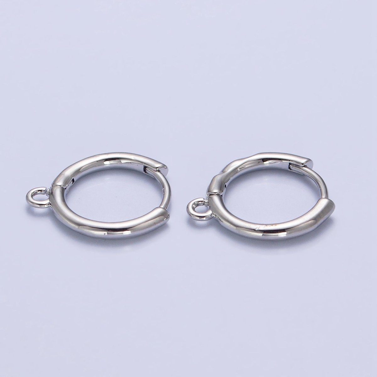 16K Gold Filled Twist Edge Geometric Open Loop 12mm Huggie Earrings in Gold &amp; Silver | Z-326 Z-327