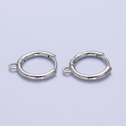 16K Gold Filled Twist Edge Geometric Open Loop 12mm Huggie Earrings in Gold &amp; Silver | Z-326 Z-327