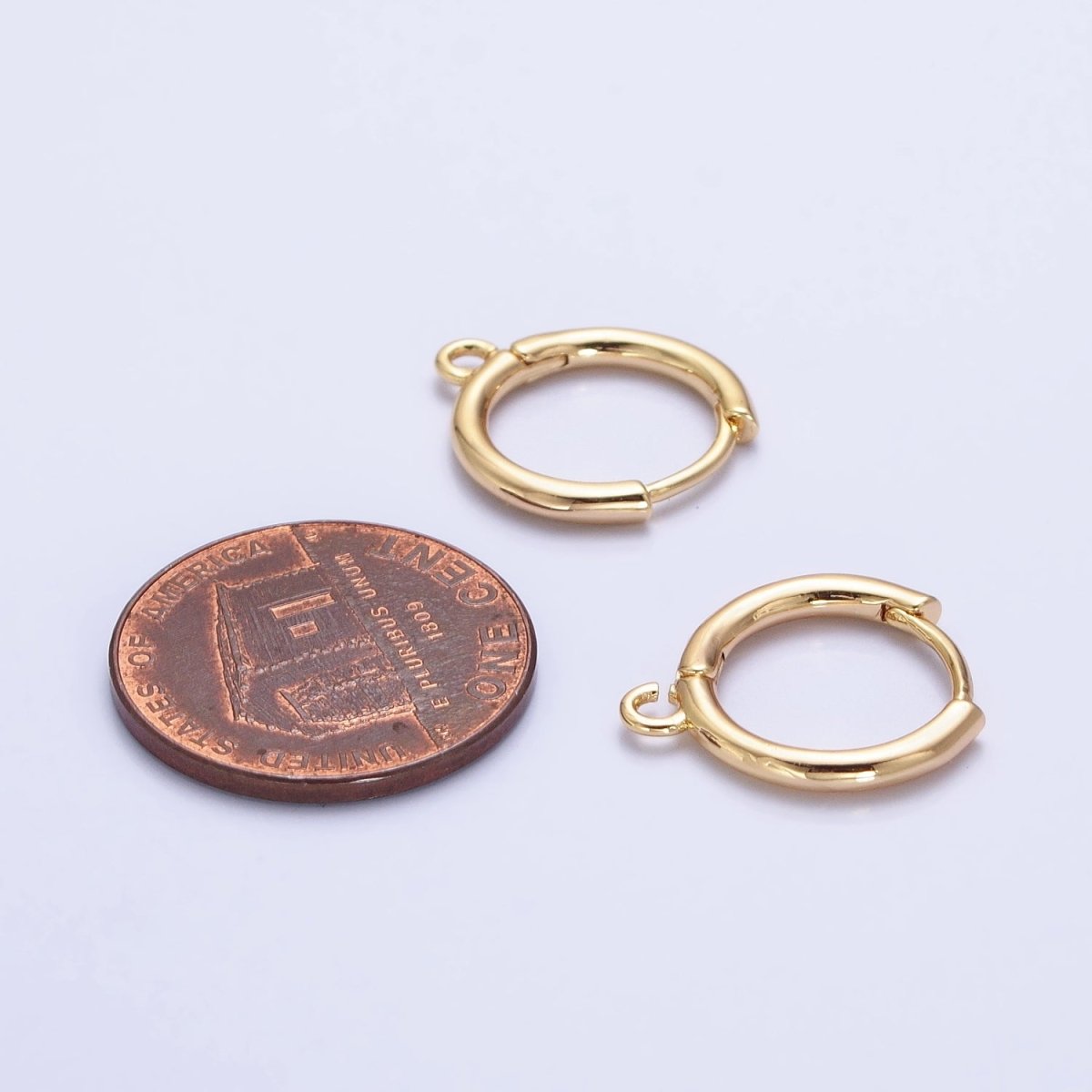 16K Gold Filled Twist Edge Geometric Open Loop 12mm Huggie Earrings in Gold &amp; Silver | Z-326 Z-327
