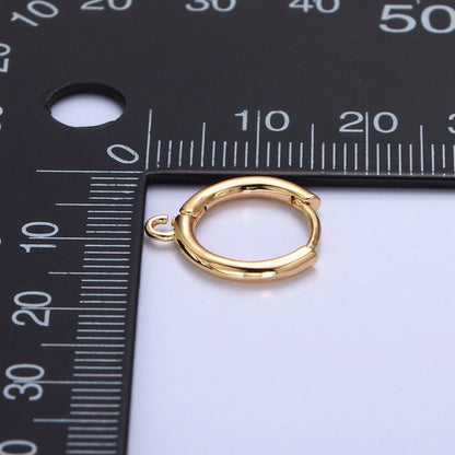 16K Gold Filled Twist Edge Geometric Open Loop 12mm Huggie Earrings in Gold &amp; Silver | Z-326 Z-327