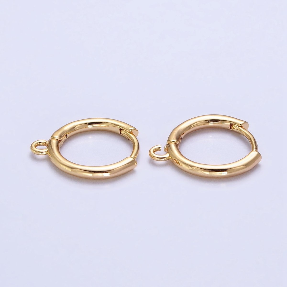 16K Gold Filled Twist Edge Geometric Open Loop 12mm Huggie Earrings in Gold &amp; Silver | Z-326 Z-327
