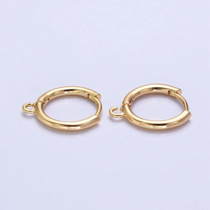 16K Gold Filled Twist Edge Geometric Open Loop 12mm Huggie Earrings in Gold &amp; Silver | Z-326 Z-327