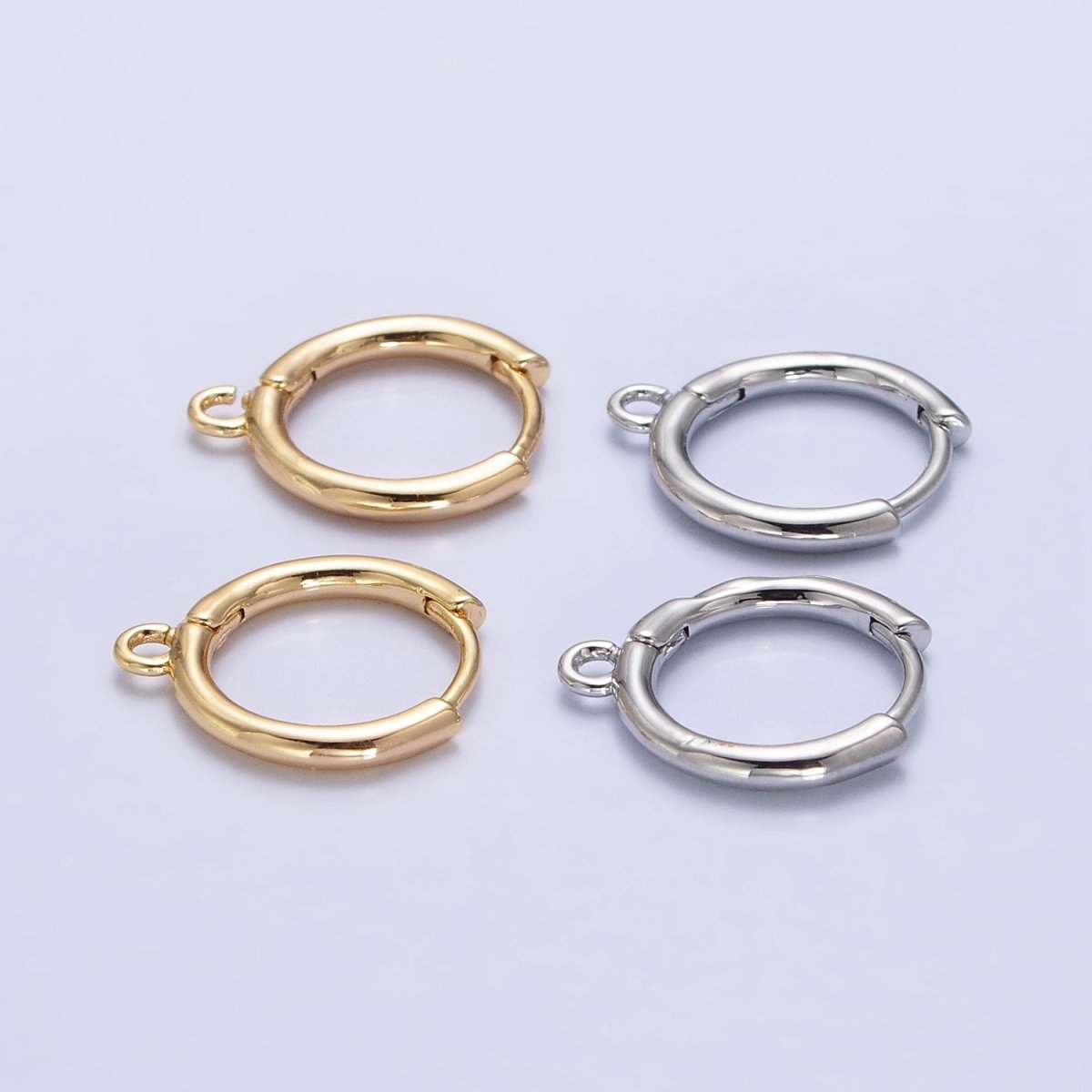 16K Gold Filled Twist Edge Geometric Open Loop 12mm Huggie Earrings in Gold &amp; Silver | Z-326 Z-327