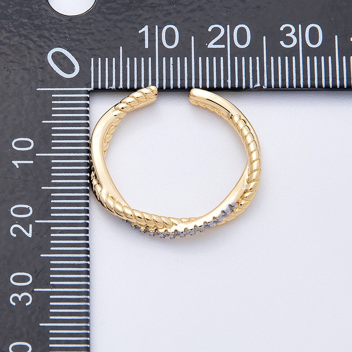 16K Gold Filled Twisted Micro Paved CZ Mixed Metal Ring in Gold &amp; SIlver | Rings-00003 Rings-00004