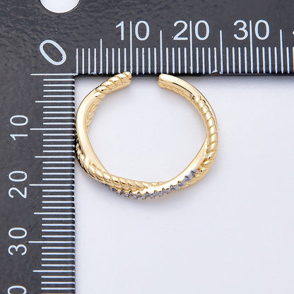 16K Gold Filled Twisted Micro Paved CZ Mixed Metal Ring in Gold &amp; SIlver | Rings-00003 Rings-00004
