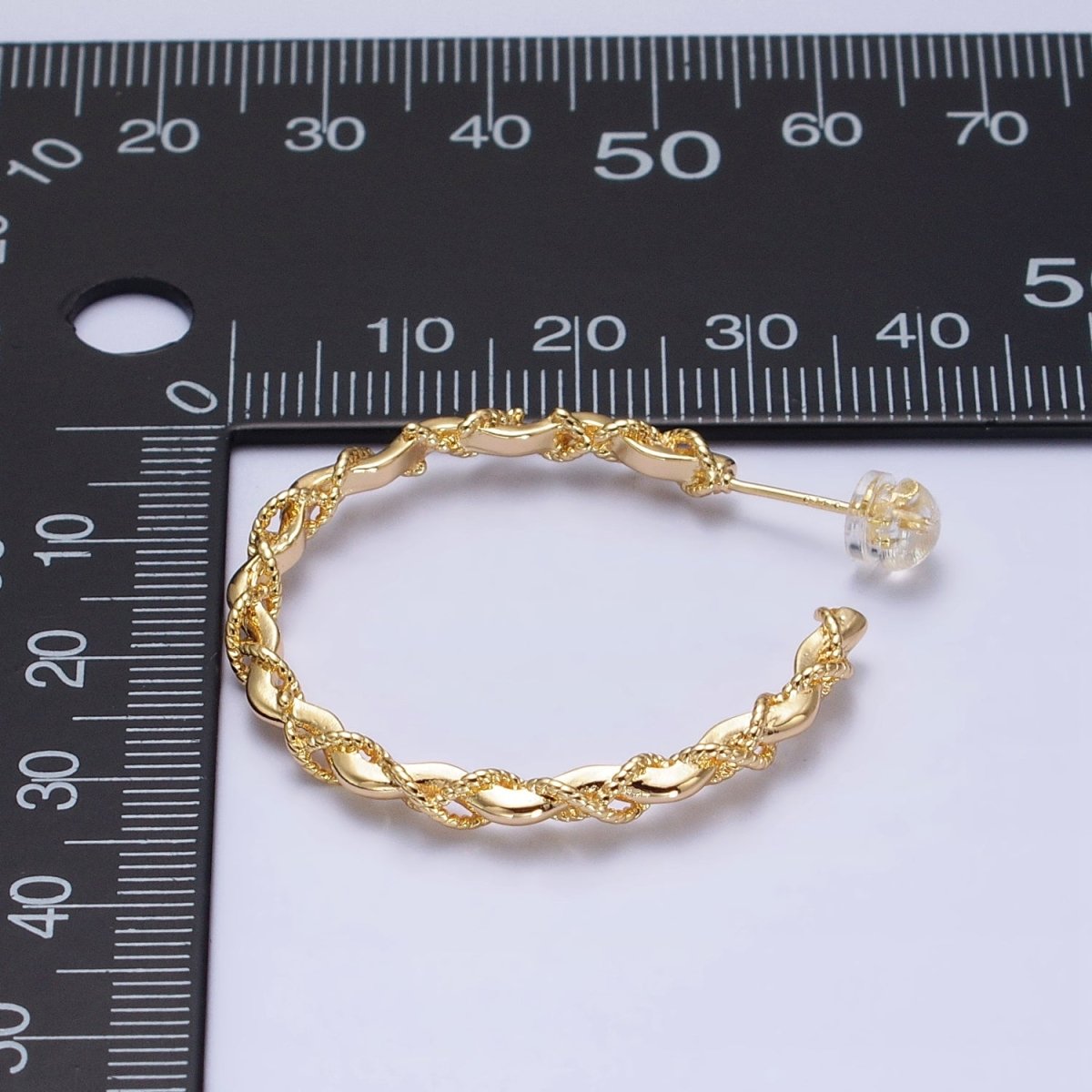 16K Gold Filled Twisted Rope Wavy Geometric C-Shaped Hoops in Gold &amp; Silver | AB735 AB736